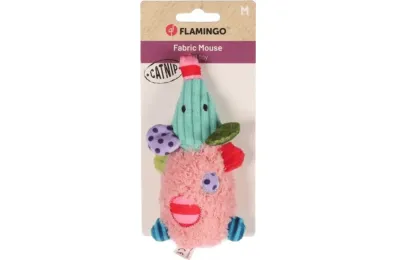 Pink Mouse Cat Toy | Soft Corduroy Plush with Catnip | 8 &times; 14 &times; 4 cm, Lightweight