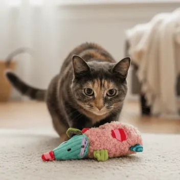 Roze Muis met Kattenkruid &ndash; Kattenspeeltje in Pluche | Merlin&Cie