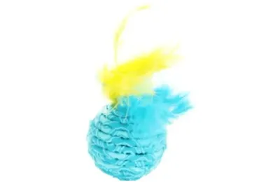 Cat Ball with Feather &ndash; Assorted Colours | Flamingo