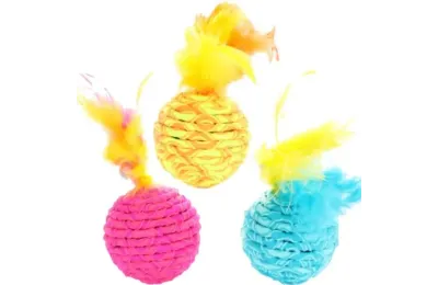 Juguete para Gatos &ndash; Pelota Plumas (varios colores) - Flamingo