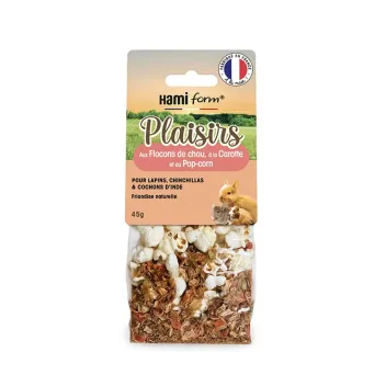 Gourmandise pour Lapins &ndash; Pop-corn, Flocon de choux & Carottes | Friandise Naturelle Hamiform