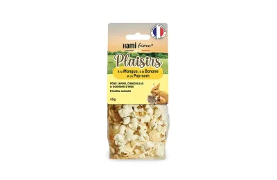 Rabbit Treat Made in France | Popcorn, Mango & Banana | Natural Crunch