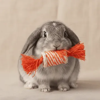 Nage- & Rollspielzeug f&uuml;r Kaninchen &ndash; Orange Rolle - Flamingo