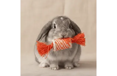 Jouet &agrave; Mordiller et faire Rouler pour Lapins  &ndash; Rouleau Orange