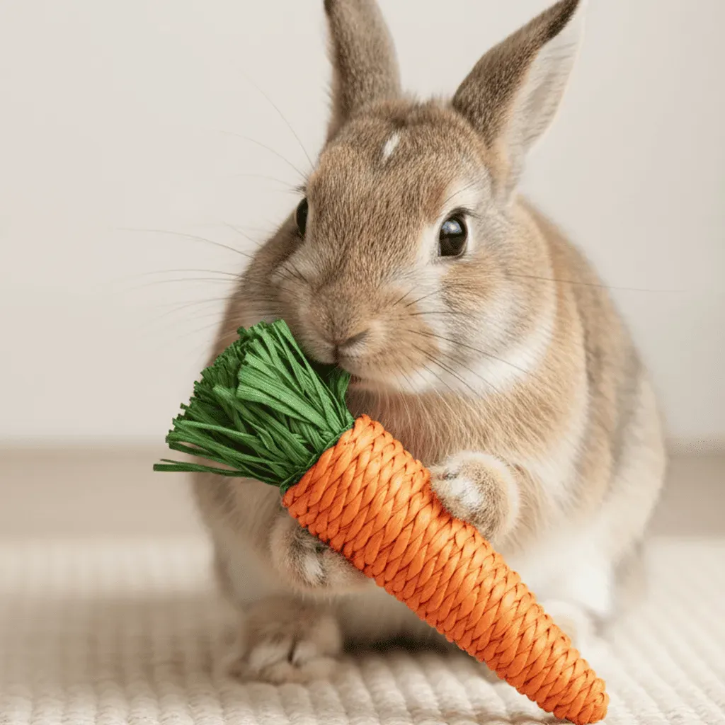 Jouet &agrave; Ronger pour Lapins &ndash; Carotte Orange