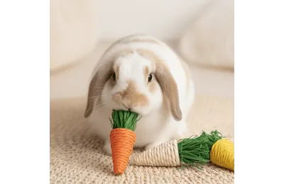 Jouet pour Lapins &agrave; M&acirc;cher &ndash; Assortiment de 3 Carottes Color&eacute;es