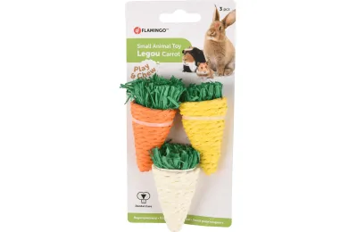 Mini Carrot Chew Toys (Pack of 3) | Paper & Corn Leaves | Rabbit Dental Enrichment