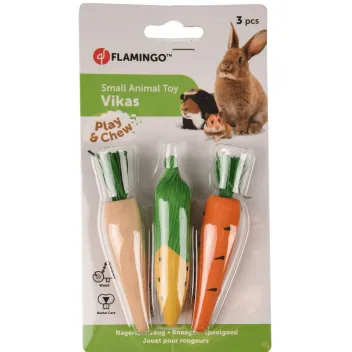 Juguete Festivo para Roedores &ndash; Set de 3 Zanahorias Naturales