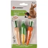 Festive Chew Toy for Rabbits &ndash; Three Carrots in Wood & Corn | Flamingo