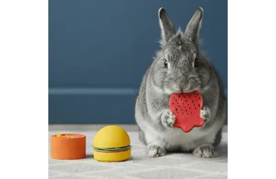 Jouet pour Lapin &agrave; Ronger &ndash; Bernie Mix Fraise, Hamburger & Pot (Lot de 3)