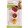 Jouet pour Lapin &agrave; Ronger &ndash; Bernie Mix Fraise, Hamburger & Pot (Lot de 3)
