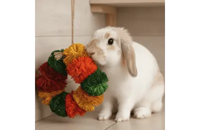 Jouet pour Lapins &agrave; Suspendre &ndash; Couronne color&eacute;e &agrave; ronger