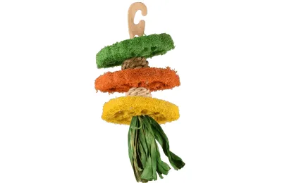 Hanging Rabbit Toy &ndash; Loofah Discs & Corn Leaves | Flamingo