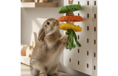 Hangspeelgoed voor Konijnen &ndash; Luffa Schijven met Ma&iuml;sblad | Merlin&Cie