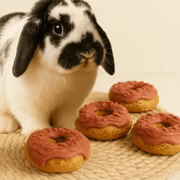 Pack 4 Donuts für Kaninchen – Geschmack Erdbeere - Bubimex