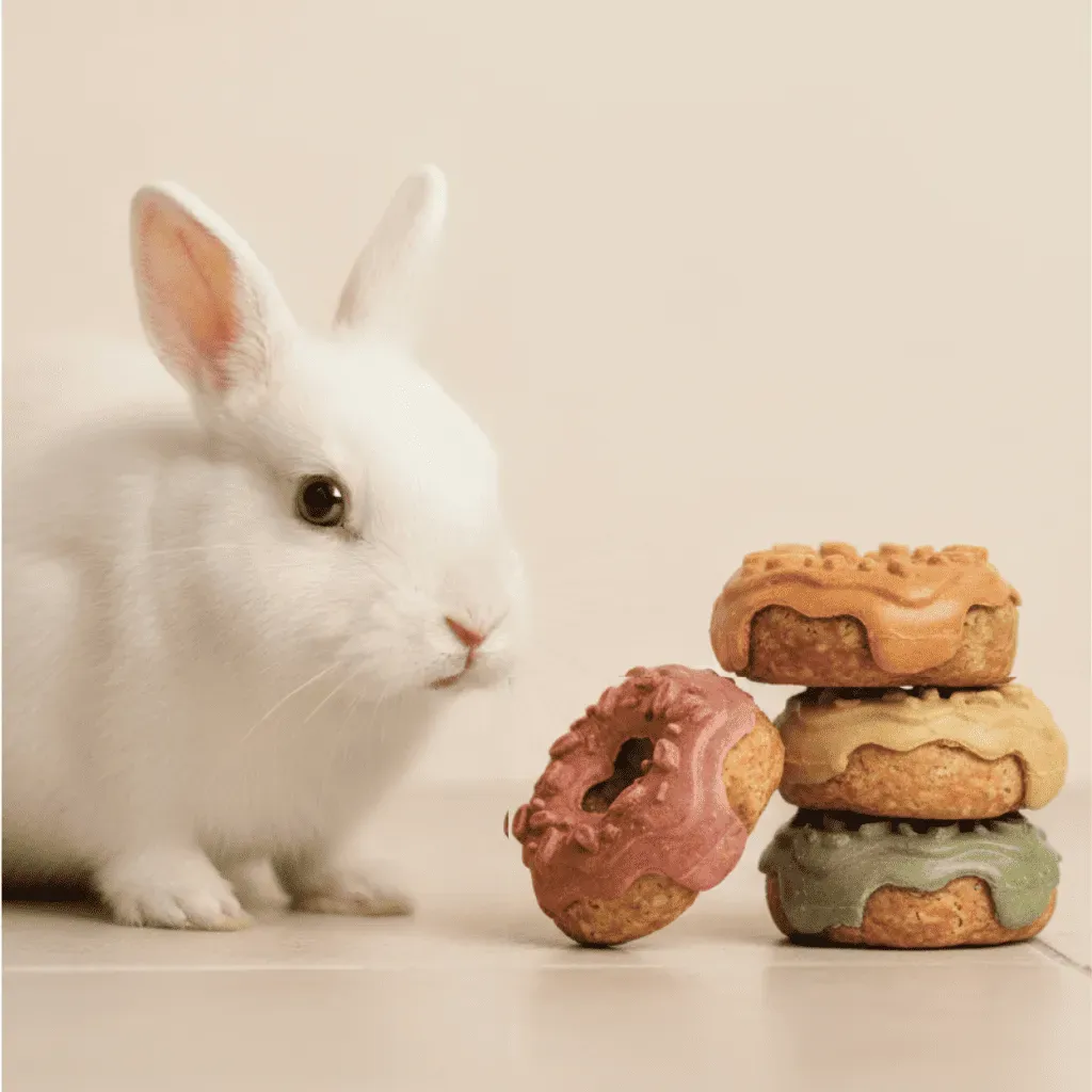 Pack Donuts f&uuml;r Kaninchen &ndash; 4 Sorten (Banane, Erdbeere, Apfel, Karotte) - Bubimex