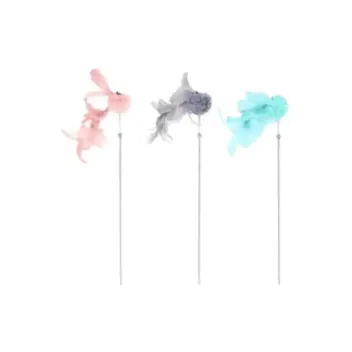 Juguete Ca&ntilde;a de Pescar para Gatos &ndash; Pompones y Plumas - Flamingo