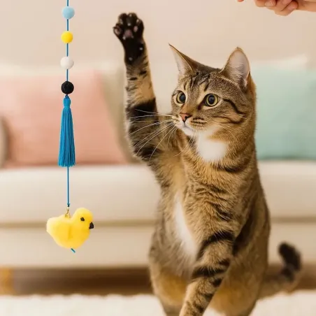 Spielangel f&uuml;r Katzen &ndash; Kleiner gelber Vogel - ZippyPaws