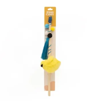 Jouet Canne &agrave; p&ecirc;che pour Chats &ndash; Petit oiseau jaune - ZippyPaws