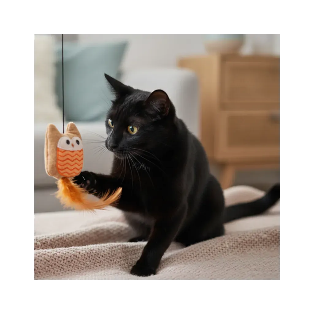 Kattenspeeltje Uil &ndash; Met Pluimen, Kurk & Kattenkruid | Merlin&Cie