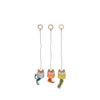 Jouet Hibou pour Chats &ndash; Plume, li&egrave;ge, cataire et &eacute;lastique - Flamingo