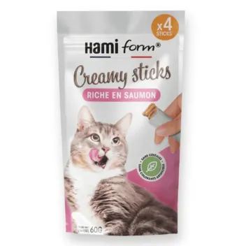 Pack de 4 snacks cremosos para gatos con salmón – Creamy Sticks (60 g) - Hamiform