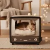 Maison et griffoir pour chat en carton recycl&eacute; - Design TV r&eacute;tro