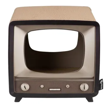 Kattenhuis Retro TV – Gerecycled Karton | Krabmeubel & Schuilplek | Merlin&Cie