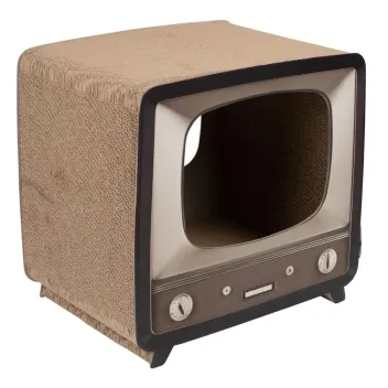 Maison griffoir chat TV r&eacute;tro | Merlin&Cie