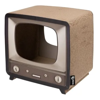 Maison griffoir chat TV r&eacute;tro | Merlin&Cie