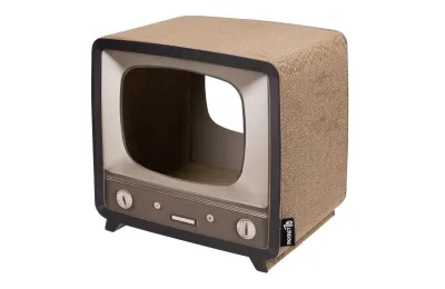 Retro TV Cat House & Scratcher &ndash; Recycled Cardboard | District 70