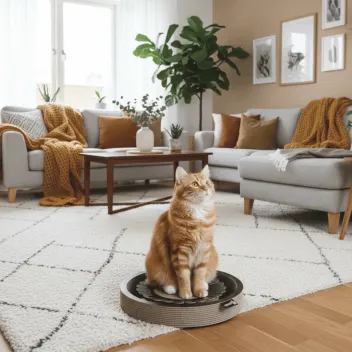 Jeu d&rsquo;intelligence et griffoir pour chat en forme de fleur (noir ou blanc)
