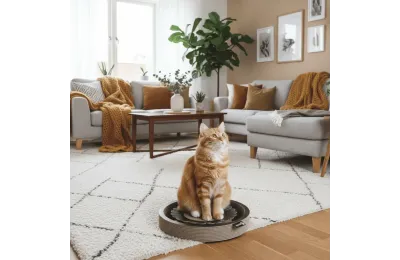 Balljagd-Spiel und Kratzbrett f&uuml;r Katzen in Blumenform (schwarz oder wei&szlig;) - District 70