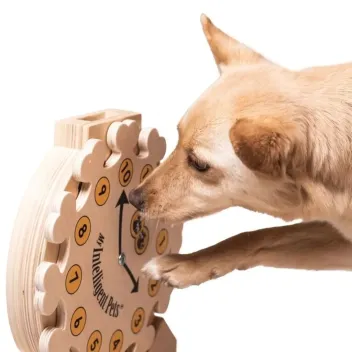 Horloge &ndash; Jeu d&rsquo;intelligence en bois pour chiens et chats - My Intelligent Dogs
