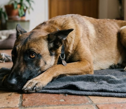 Un perro pastor belga malinois aburrido